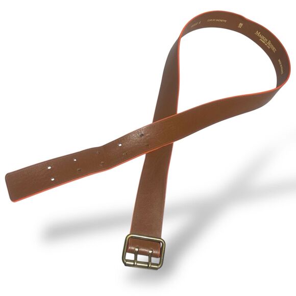 Maison Boinet Double Prong Belt Brown Orange Genuine Leather Women Size 85/34 main image 8